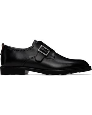BOSS Hugo Leather Brogue Details Monk Shoes - Black