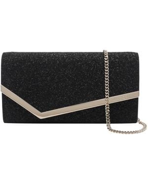 Jimmy Choo Emmie Foldover-Top Clutch Bag - Black