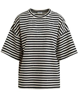 Essentiel Antwerp Striped Strass T-Shirt - Black