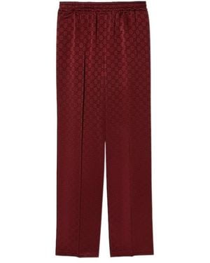 Gucci Gg Jacquard Elastic Waistband Pants - Red