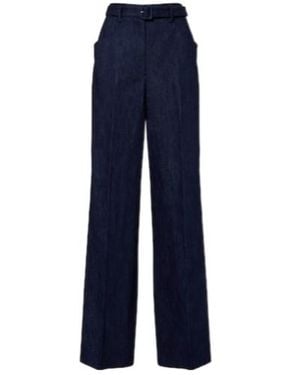 Gabriela Hearst Belted Denim Wide-Leg Pants - Blue