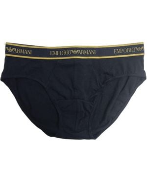 Emporio Armani Logo Striped Knickers - Blue