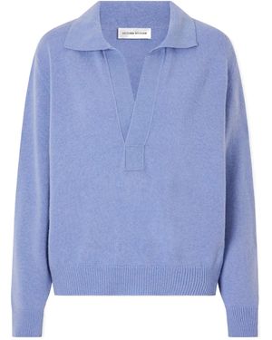 Victoria Beckham Genevieve Wool And Cashmere Polo Shirt - Blue