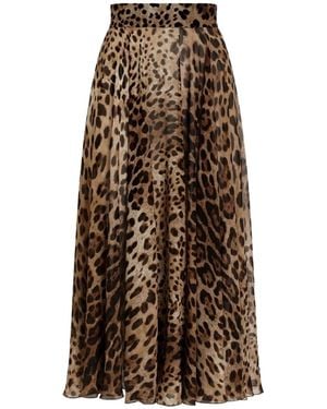 Dolce & Gabbana Leopard-Print Midi Skirt - Brown