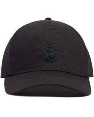 Moncler Logo Cotton Gabardine Baseball Cap - Black