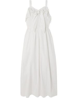 BATSHEVA Katja Tie-Front Ruffled Broderie Anglaise Cotton Midi Dress - White
