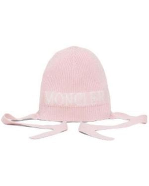 Moncler Logo Patch Knitted Beanie - Pink