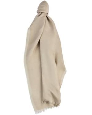 Fay Double-Face Fringed Scarf - White
