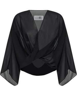 MM6 by Maison Margiela V-Neck Blouse - Black