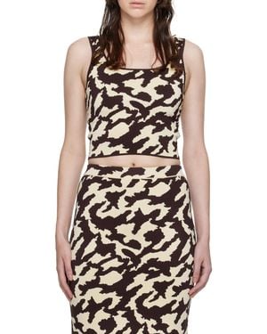 Nanushka Animal-Jacquard Scoop Neck Tank Top - White