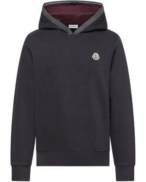 Moncler Brushed Cotton Logo Hoodie - Blue