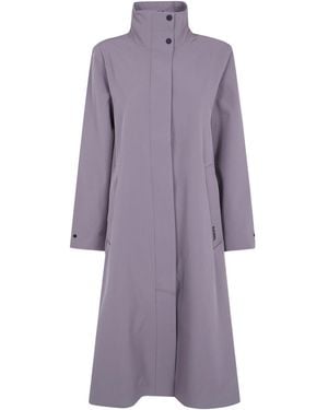 Rains Hooded Logo-Print Coat - Purple