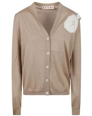 Marni V-Neck Knitted Cardigan - Natural