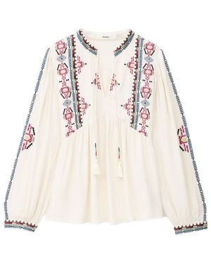Ba&sh Embroidered Tassel Blouse - Natural