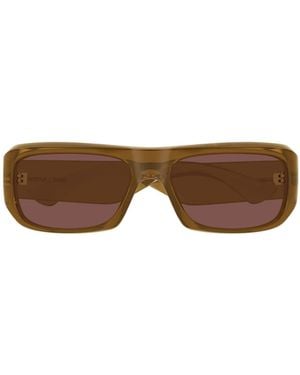 Saint Laurent Eyewear Rectangular Frame Sunglasses - Brown