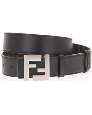 Fendi Logo-Plaque Buckle Belt - Black
