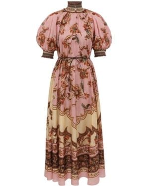 Zimmermann Puff-Sleeve Dress - Pink