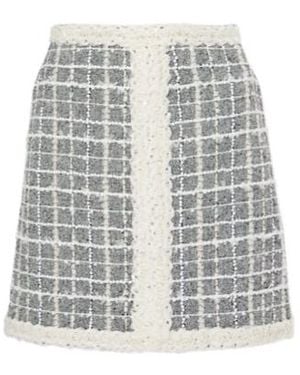Giambattista Valli Checked Wool-Blend Bouclé Miniskirt - Grey