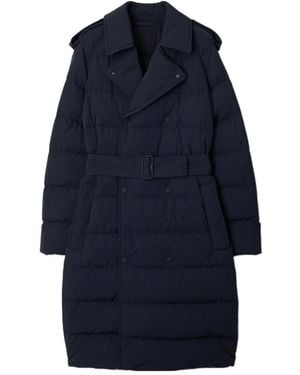 Burberry Logo-Appliqué Puffer Coat - Blue