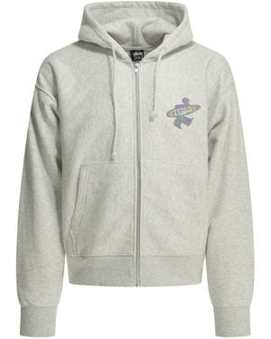 Stussy Stüssy Pixel Logo Zip Hoodies - Grey
