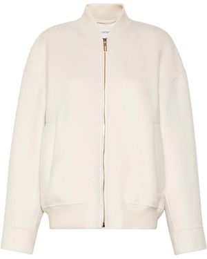 Sportmax Ribbed-Trim Zip-Up Jacket - White