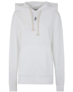 JW Anderson Jw Anderson Logo Embroidered Drawstring Hoodie - White
