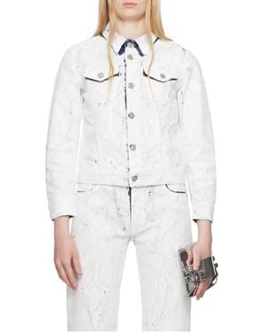 MM6 by Maison Margiela Coated-Finish Denim Jacket - White