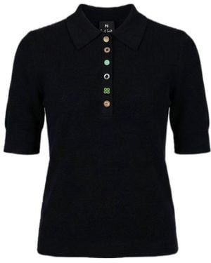 Paul Smith Ps Paul Smith Decorative Buttoned Polo Sweater - Black