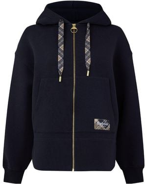 Barbour Tartan Drawstring Zip Hoodie - Blue