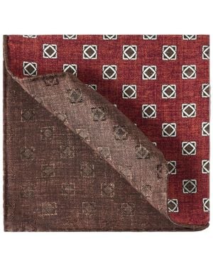 Brunello Cucinelli Silk Geometric-Pattern Pocket Square - Red