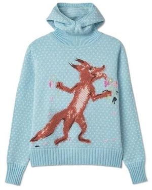 Maison Kitsuné Printed Knit Hoodie - Blue