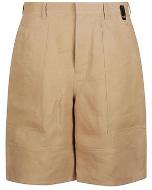 Fendi Logo Patch Wide-Leg Shorts - Natural