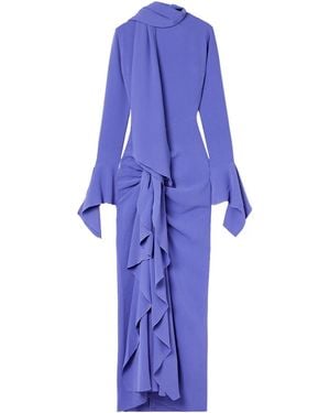 Solace London Nella Draped Ruched Crepe Maxi Dress - Blue