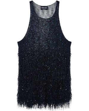 Giorgio Armani Sleeveless Fringed Top - Blue