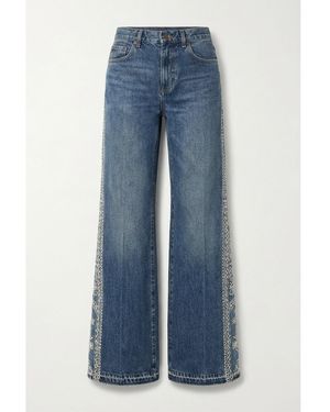 Ba&sh Vivy Embroidered Flared Jeans - Blue