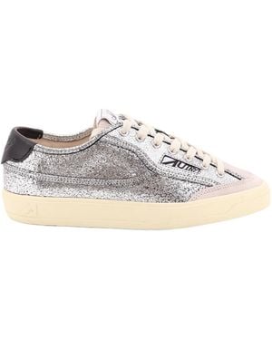 Autry Cracked-Look Low-Top Sneakers - White