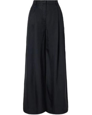 Frankie Shop Marfa Pleated Twill Wide-Leg Trousers - Black