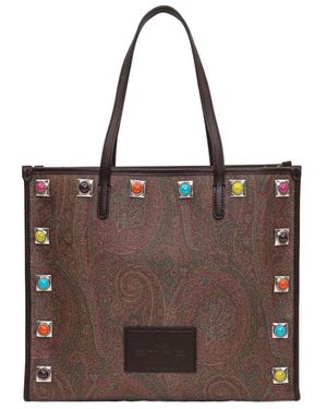 Etro Medium Paisley Crown Me Shopping Bag - Brown