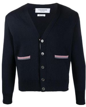 Thom Browne Striped Merino Wool Cardigan - Blue