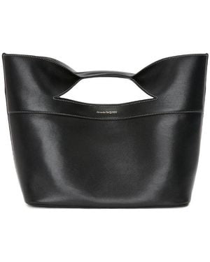 McQueen Logo-Printed Small Top Handle Bag - Black