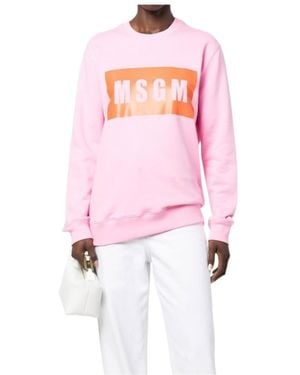 MSGM Logo-Print Cotton Sweatshirt - Pink