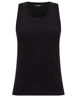 Balmain Embroidered Logo Tank T-Shirt - Black