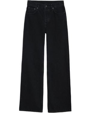 Anine Bing High-Rise Straight Jeans - Black