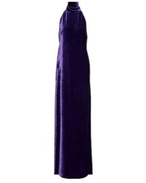 Ralph Lauren Tatum Halterneck Velvet Gown - Purple