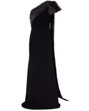 Roland Mouret Crystal-Embellished Crêpe Satin Gown - Black