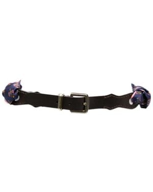 Etro Paisley-Print Leather-Panel Belt - White