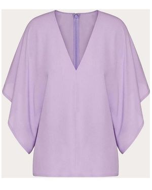 Valentino Georgette V-Neck Blouse - Purple
