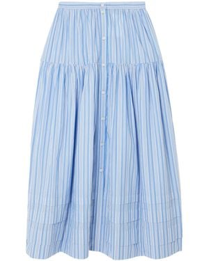 Doen Striped Tiered Midi Skirt - Blue