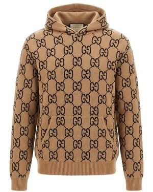 Gucci Gg Wool Hooded Sweatshirt - Brown