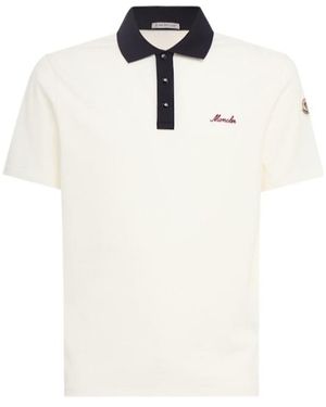 Moncler Embroidered Logo Cotton Polo Shirt - White